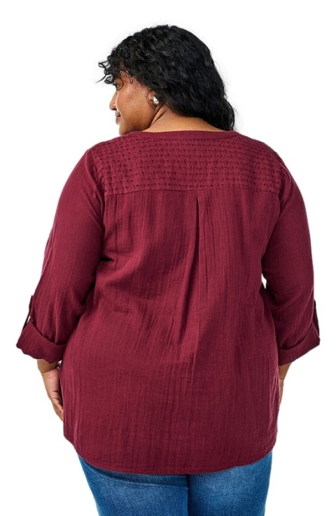 ZIZZI BORDOWA KOSZULA HAFT ANGIELSKI BAWEŁNA 444B