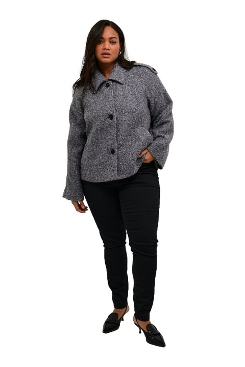 KAFFE PŁASZCZYK OWIECZKA SZARY ELEGANCKI K665