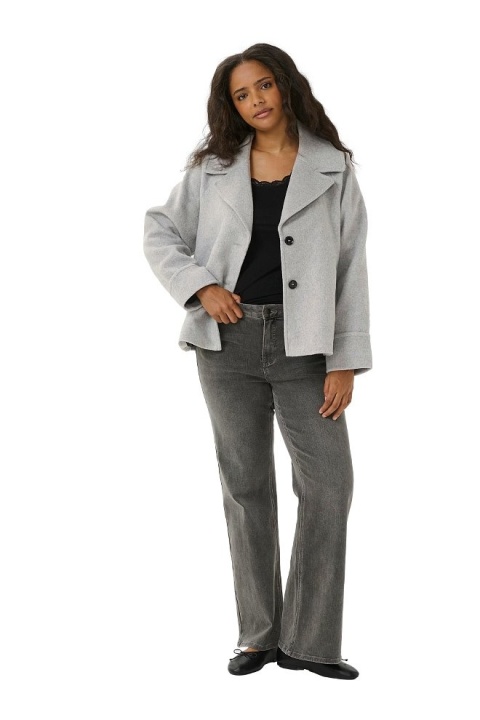 KAFFE PŁASZCZYK PŁASZCZ ELEGANCKI SZARY K495