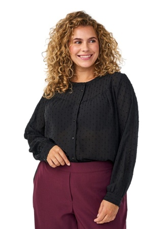 ZIZZI ELEGANCKA CZARNA KOSZULA TEKSTUROWA 211A