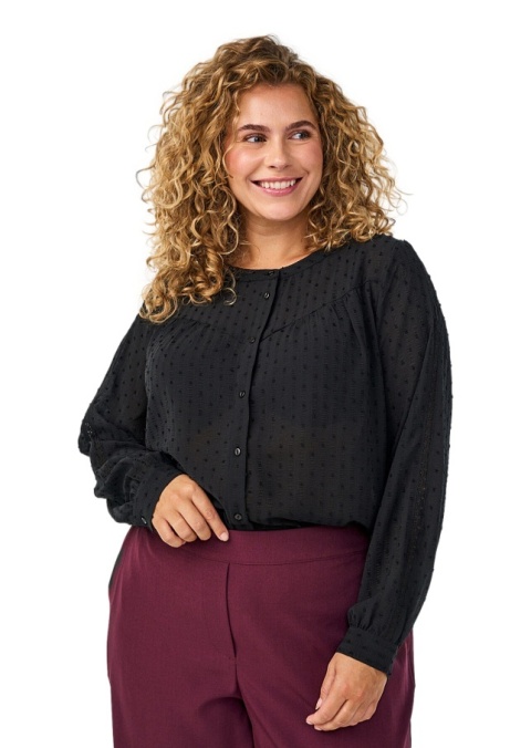 ZIZZI ELEGANCKA CZARNA KOSZULA TEKSTUROWA 211A