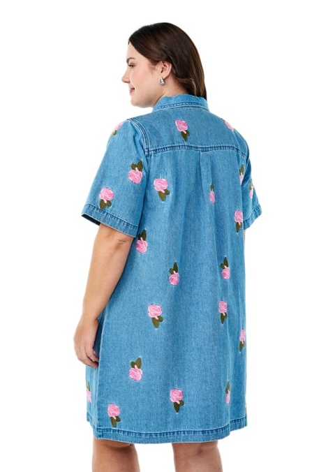 ZIZZI KRÓTKA NIEBIESKA SUKIENKA JEANSOWA KWIATY 043G