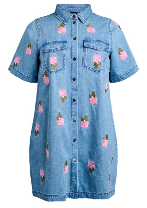 ZIZZI KRÓTKA NIEBIESKA SUKIENKA JEANSOWA KWIATY 043G