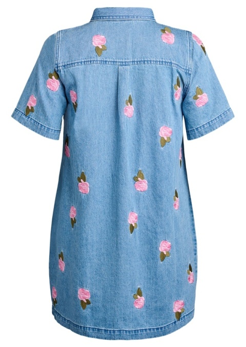 ZIZZI KRÓTKA NIEBIESKA SUKIENKA JEANSOWA KWIATY 043G