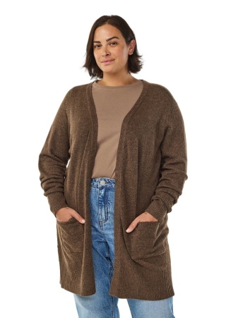 ZIZZI DZIANINOWY BRĄZOWY KARDIGAN KIESZENIE 176B