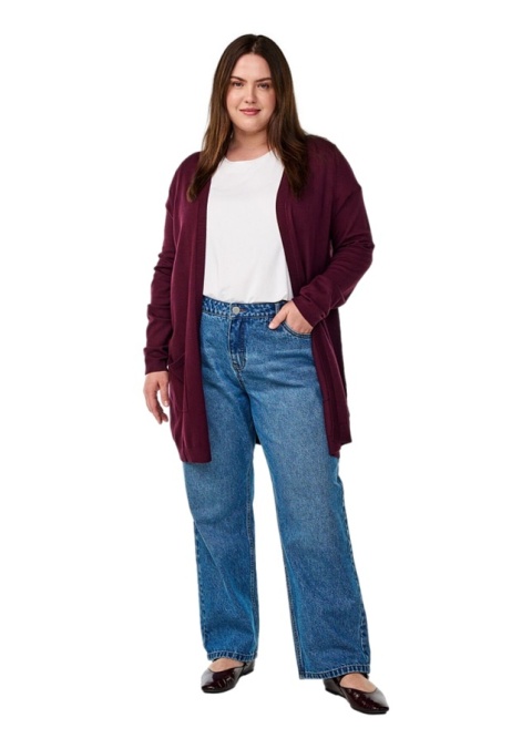 ZIZZI MODNA BORDOWA NARZUTKA SWETER 099E