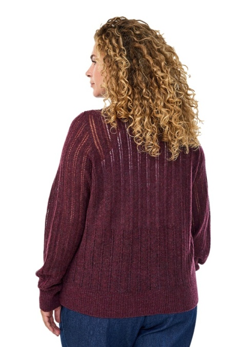 ZIZZI BORDOWY AŻUROWY SWETEREK KARDIGAN GUZIKI 475B