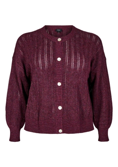 ZIZZI BORDOWY AŻUROWY SWETEREK KARDIGAN GUZIKI 475B