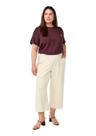 ZIZZI ELEGANCKIE KREMOWE SPODNIE PROSTE 7/8 132B