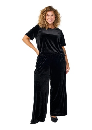 ZIZZI CZARNE SZEROKIE SPODNIE WELUROWE 336D