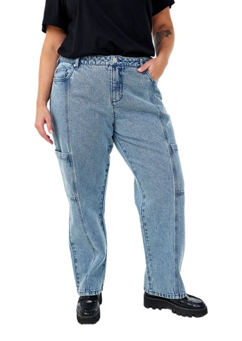 ZIZZI BŁĘKITNE SPODNIE JEANSY CARGO WYSOKI STAN 042I