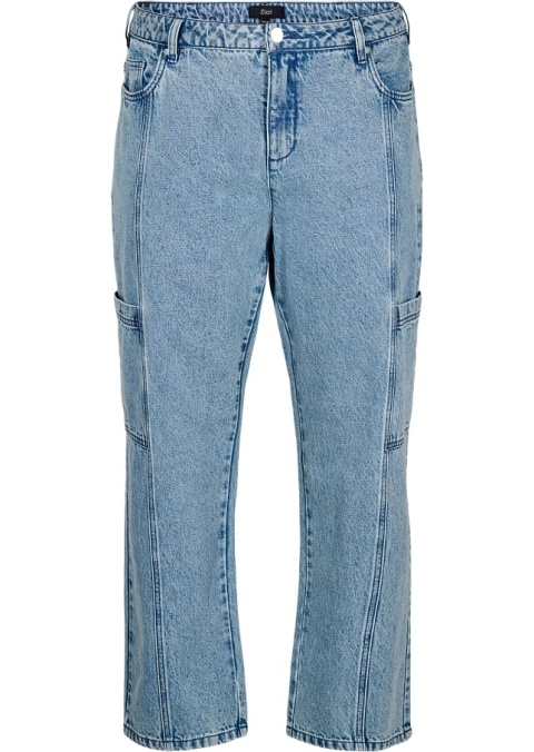 ZIZZI BŁĘKITNE SPODNIE JEANSY CARGO WYSOKI STAN 042I