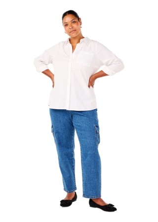 ZIZZI NIEBIESKIE SPODNIE JEANSY CARGO WYSOKI STAN 071G