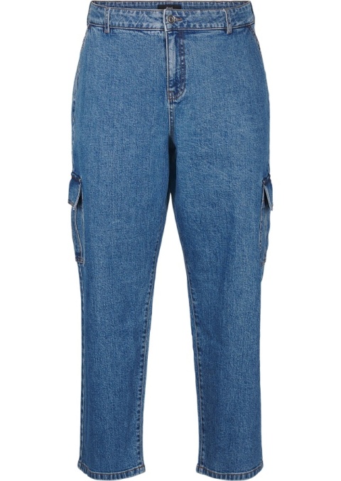 ZIZZI NIEBIESKIE SPODNIE JEANSY CARGO WYSOKI STAN 071G