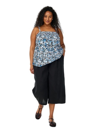 ZIZZI CZARNE PROSTE SPODNIE 7/8 LEN WISKOZA 077P