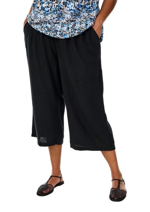 ZIZZI CZARNE PROSTE SPODNIE 7/8 LEN WISKOZA 077P