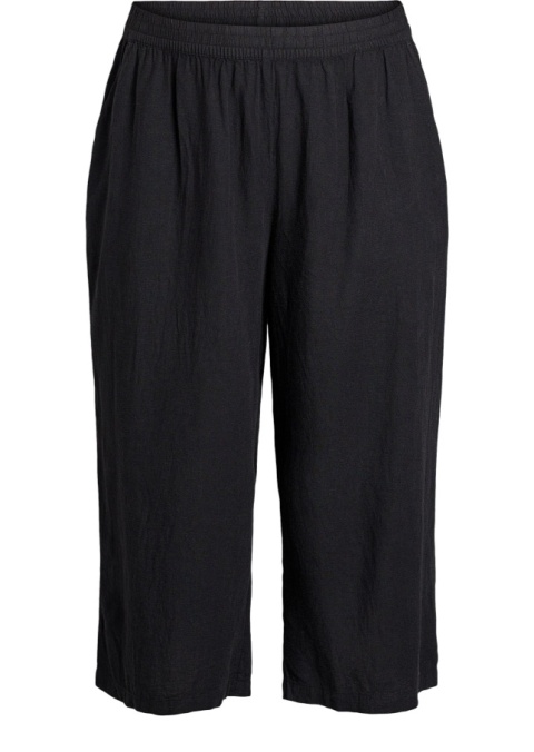 ZIZZI CZARNE PROSTE SPODNIE 7/8 LEN WISKOZA 077P