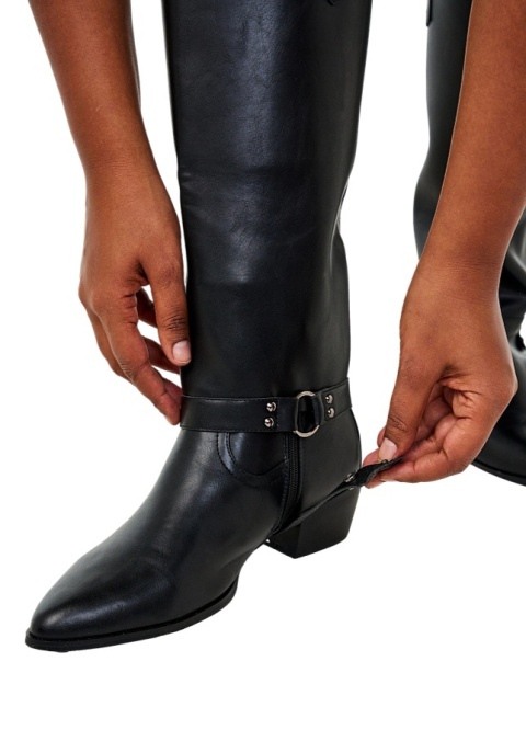 ZIZZI CZARNE SZEROKIE KOZAKI BOTKI Z ODPINANĄ CHOLEWKĄ 080A