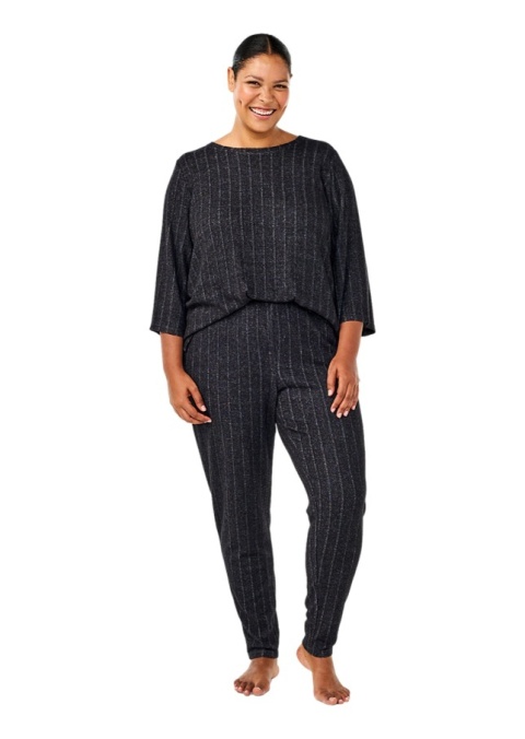 ZIZZI WYGODNE DRESOWE CZARNE SPODNIE PRĄŻKI 071B