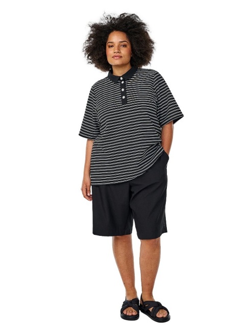 ZIZIZ BLUZKA KOSZULKA POLO CZARNA GUZIKI PASKI 656A