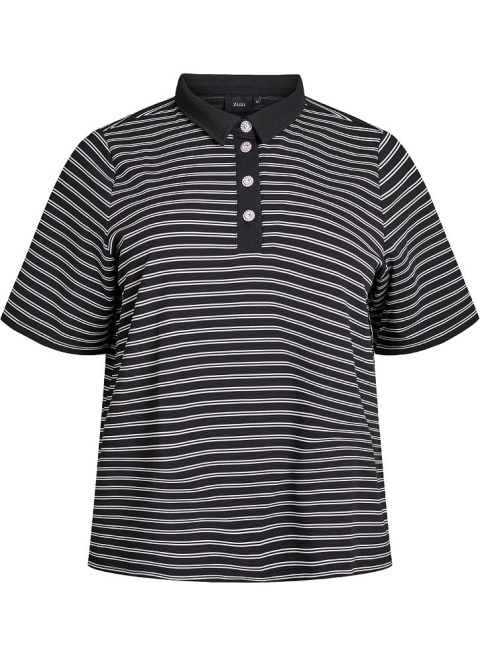 ZIZIZ BLUZKA KOSZULKA POLO CZARNA GUZIKI PASKI 656A