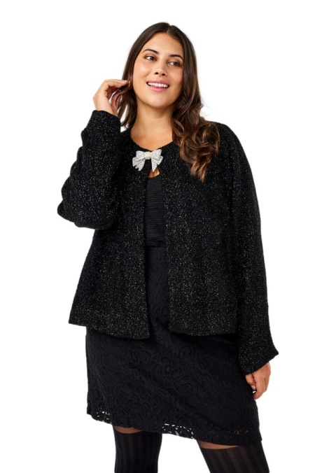 ZIZZI CZARNY ŻAKIET BROKAT KOKARDA 288AW