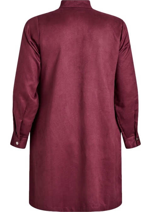ZIZZI DŁUGA BORDOWA KOSZULA TUNIKA ZAMSZ SUWAK 705A