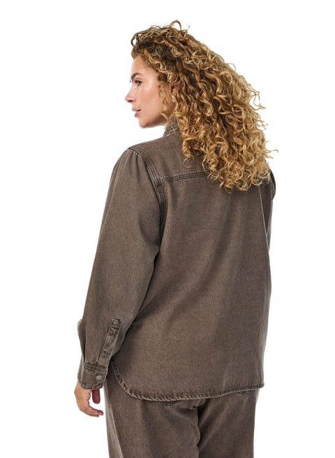 ZIZZI MODNA KOSZULA JEANSOWA SZAROBRĄZOWA 096B