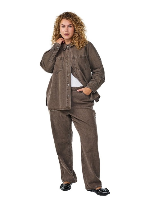 ZIZZI MODNA KOSZULA JEANSOWA SZAROBRĄZOWA 096B