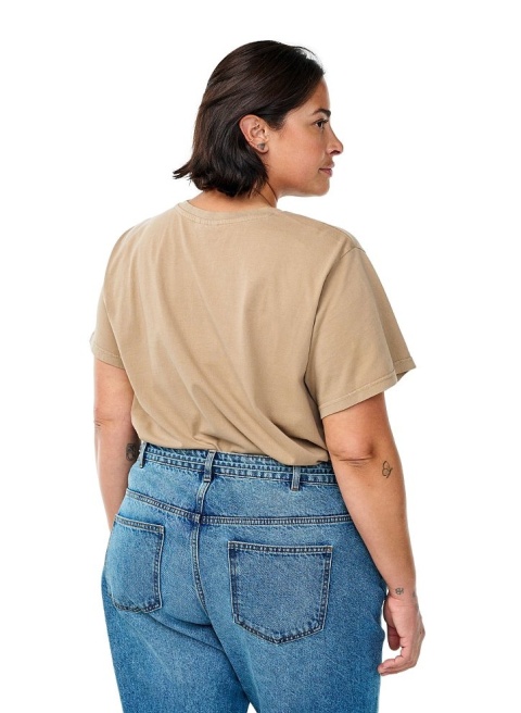 ZIZZI MODNY BEŻOWY T-SHIRT NADRUK BAWEŁNA 624A