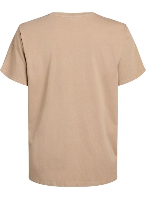 ZIZZI MODNY BEŻOWY T-SHIRT NADRUK BAWEŁNA 624A
