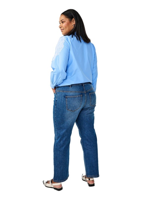 ZIZZI NIEBIESKIE PROSTE JEANSY Z WYSOKIM STANEM 664O N78