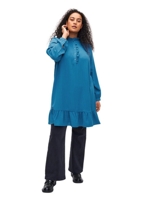 ZIZZI SUKIENKA/TUNIKA NIEBIESKA PASKI FALBANA 190A