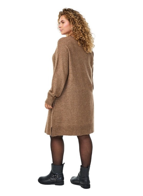 ZIZZI WYGODNA BRĄZOWA SUKIENKA MIDI DZIANINOWA 503B