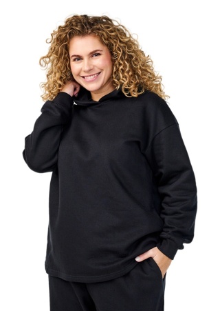 ZIZZI WYGODNA CZARNA BLUZA KAPTUR 085C