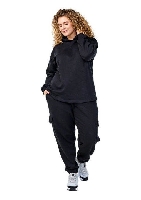 ZIZZI WYGODNA CZARNA BLUZA KAPTUR 085C