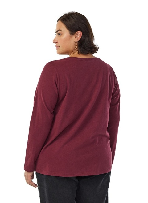 ZIZZI WYGODNA KLASYCZNA BLUZKA BORDOWA DŁUGI RĘKAW 010R