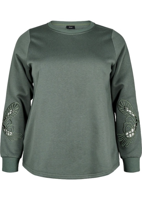 ZIZZI WYGODNA ZIELONA BLUZA HAFT 615A