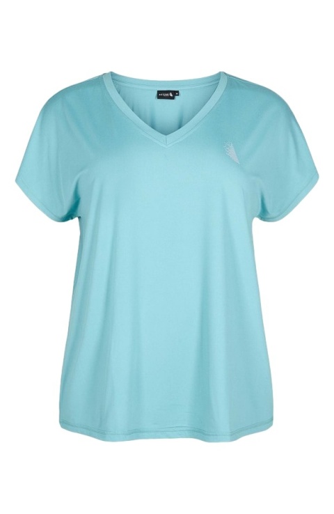 ZIZZI WYGODNY T-SHIRT SPORTOWY TURKUSOWY 053G
