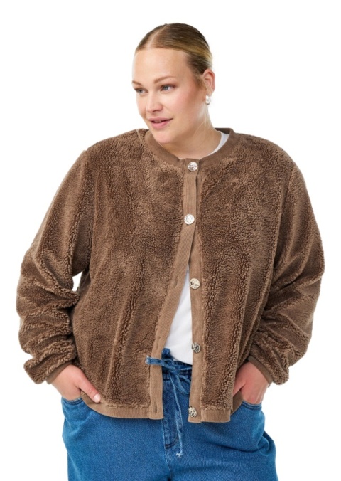 ZIZZI BRĄZOWA KURTKA KARIGAN MIŚ ZAPINANA 481A