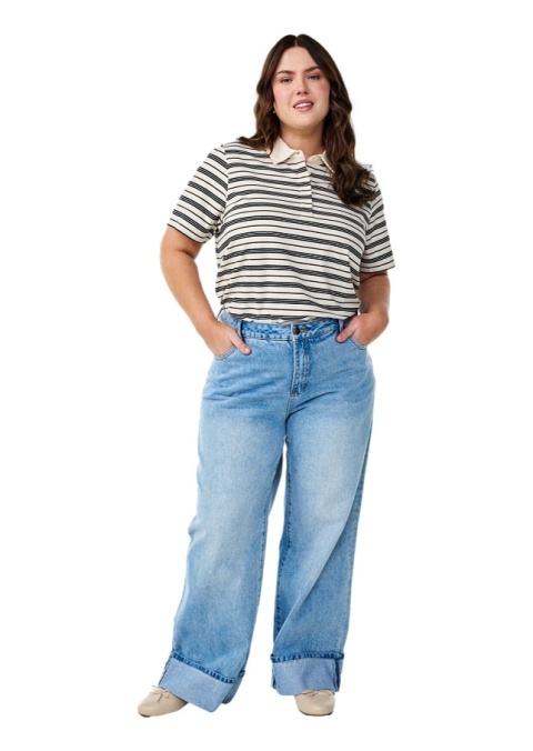 ZIZZI MODNA KOSZULKA BLUZKA POLO BIAŁA PASKI 611C