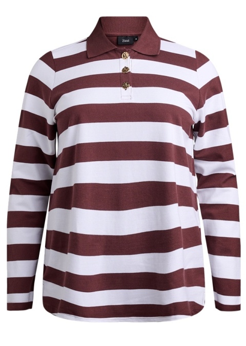 ZIZZI LUŹNA BORDOWA BLUZKA POLO W PASKI 601A