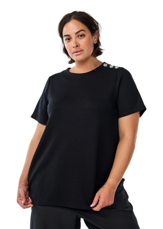 ZIZZI PIĘKNA CZARNA BLUZKA GUZIKI 645A