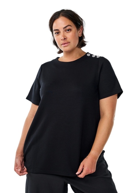 ZIZZI PIĘKNA CZARNA BLUZKA GUZIKI 645A