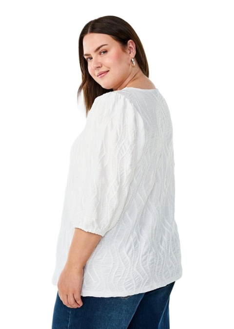 ZIZZI ELEGANCKA BIAŁA BLUZKA TEKSTURA 217B