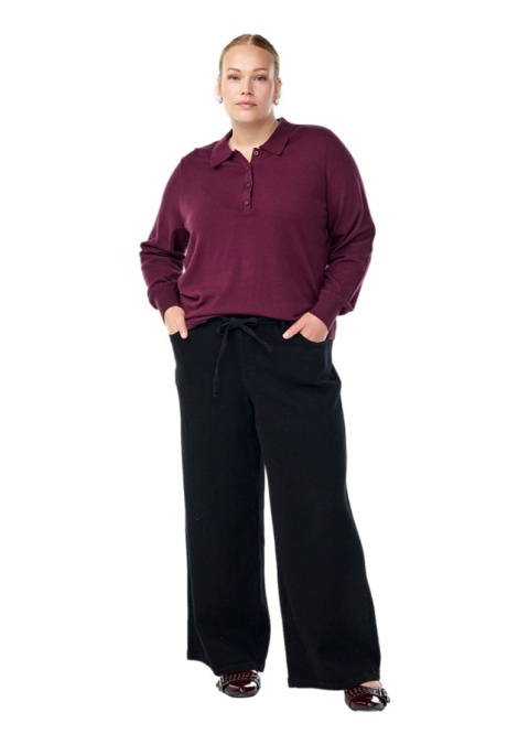 ZIZZI DZIANINOWA BLUZKA SWETER POLO BORDOWA 479B