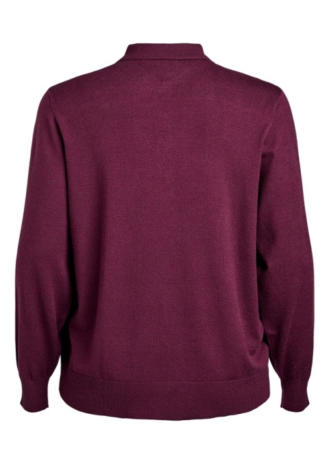 ZIZZI DZIANINOWA BLUZKA SWETER POLO BORDOWA 479B