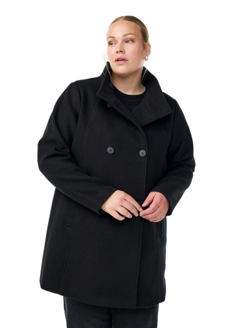 ZIZZI CZARNY DWURZĘDOWY KRÓTKI PŁASZCZ 465A