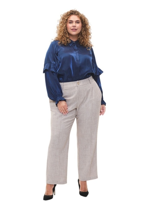 ZIZZI ELEGANCKA NIEBIESKA BLUZKA KOSZULOWA FALBANY 242A