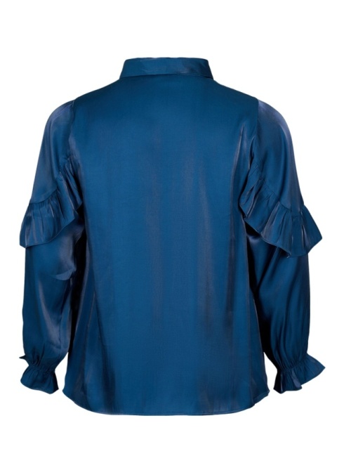 ZIZZI ELEGANCKA NIEBIESKA BLUZKA KOSZULOWA FALBANY 242A